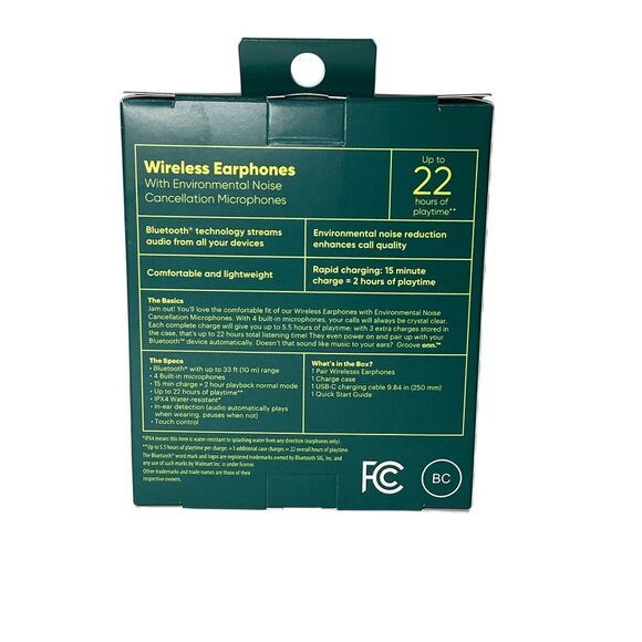 Groove Onn Wireless Earphones 1PX4 White 22 Hrs of Playtime New In Sealed Box - Picture 2 of 3